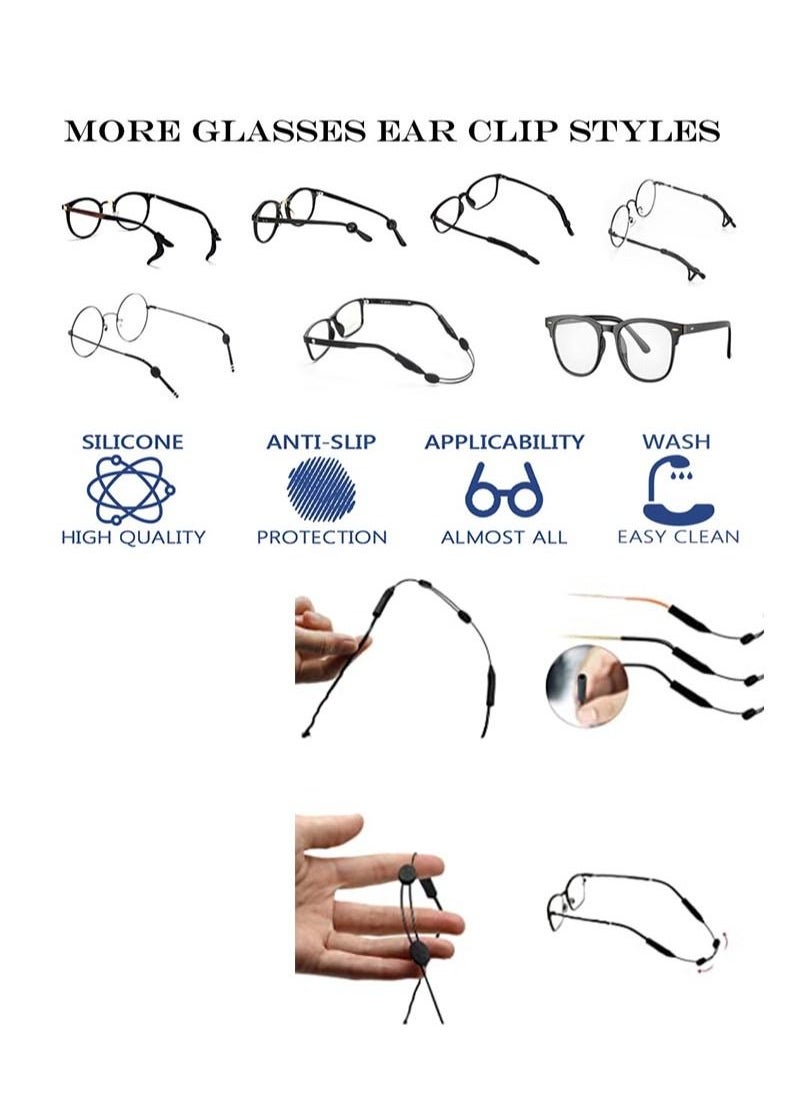 Aikanbo 6 Pairs of Glasses Holders, 2 Adjustable Glasses Straps, Soft and Comfortable Non-Slip Silicone Glasses Temple Holders, Tailless Glasses with Cord Holders for Men and Women  - Image 3