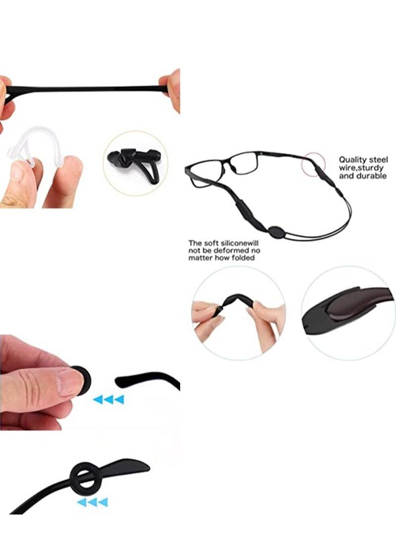 Aikanbo 6 Pairs of Glasses Holders, 2 Adjustable Glasses Straps, Soft and Comfortable Non-Slip Silicone Glasses Temple Holders, Tailless Glasses with Cord Holders for Men and Women  - Image 4