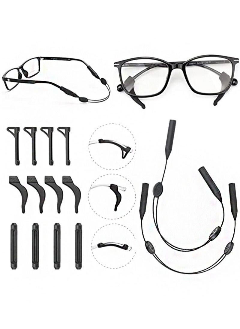 Aikanbo 6 Pairs of Glasses Holders, 2 Adjustable Glasses Straps, Soft and Comfortable Non-Slip Silicone Glasses Temple Holders, Tailless Glasses with Cord Holders for Men and Women  - Image 1