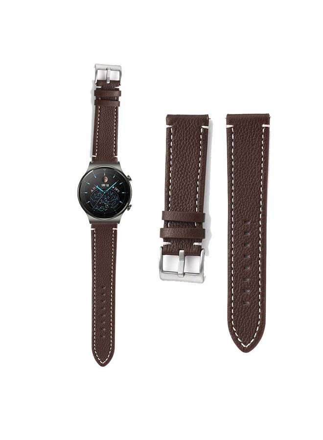 Perfii Genuine Leather Replacement Band For Huawei Watch GT2 Pro 22mm Brown - Image 1