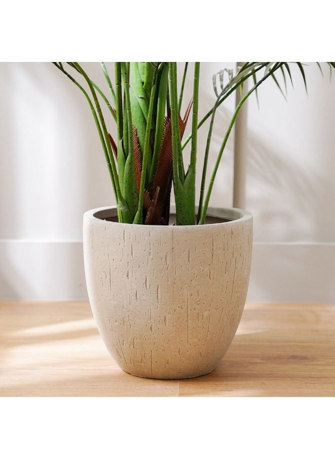 DANUBE HOME Fiber Clay Pot With Rain Drops Design Modern Design Plant Pot For Outdoor Garden Indoor Home Office Balcony Garden Decor - 26.5X26.5X25.5 Cm - Beige  - Image 3