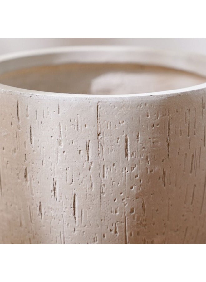 DANUBE HOME Fiber Clay Pot With Rain Drops Design Modern Design Plant Pot For Outdoor Garden Indoor Home Office Balcony Garden Decor - 26.5X26.5X25.5 Cm - Beige  - Image 1