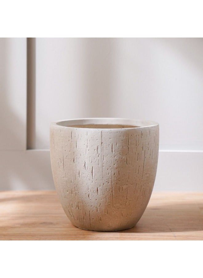 DANUBE HOME Fiber Clay Pot With Rain Drops Design Modern Design Plant Pot For Outdoor Garden Indoor Home Office Balcony Garden Decor - 26.5X26.5X25.5 Cm - Beige  - Image 2