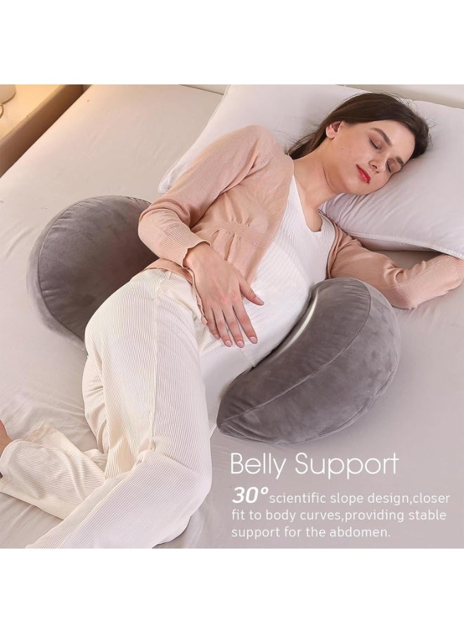 VTERLY Pregnancy Pillow, Maternity Pillow for Pregnant Women Sleeping, Adjustable Body Pillow for Pregnant Women, Pregnancy Wedge Pillows Support for Back, Legs, Belly, HIPS - Grey - Image 2