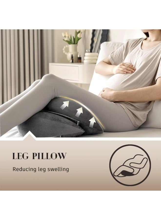 VTERLY Pregnancy Pillow, Maternity Pillow for Pregnant Women Sleeping, Adjustable Body Pillow for Pregnant Women, Pregnancy Wedge Pillows Support for Back, Legs, Belly, HIPS - Grey - Image 5