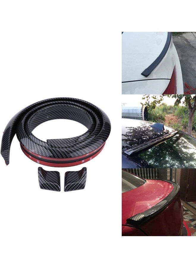 klarako 1.5m/4.9ft Carbon Fiber Soft Rubber Car Rear Roof Trunk Spoiler Wing Lip Sticker (Black) - Image 1
