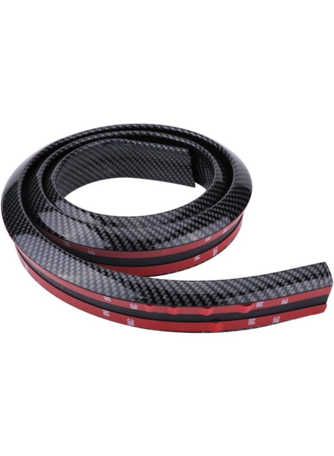 klarako 1.5m/4.9ft Carbon Fiber Soft Rubber Car Rear Roof Trunk Spoiler Wing Lip Sticker (Black) - Image 2