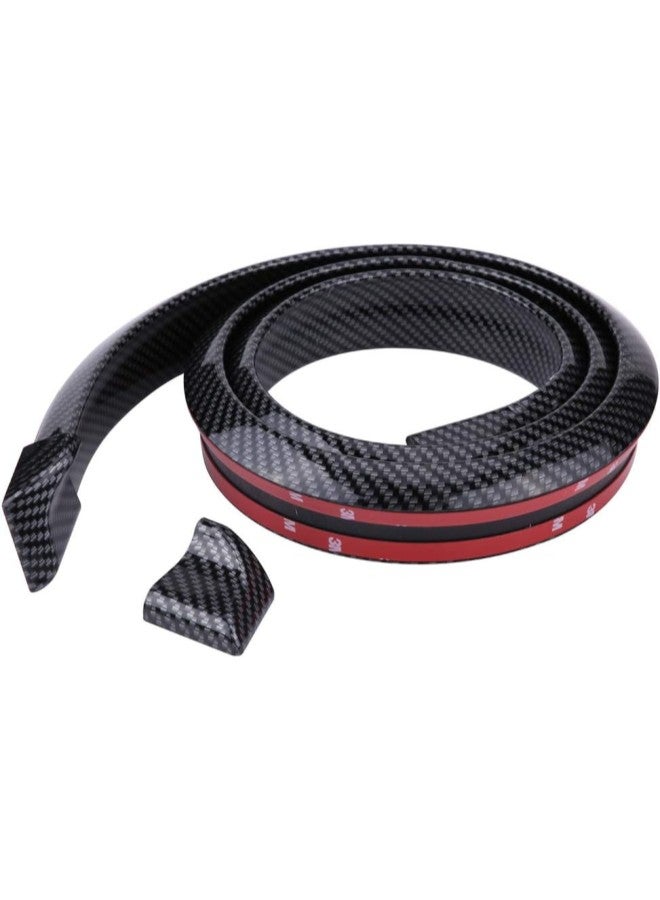 klarako 1.5m/4.9ft Carbon Fiber Soft Rubber Car Rear Roof Trunk Spoiler Wing Lip Sticker (Black) - Image 3