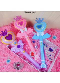 Generic Children's Little Girl Toy Little Magic Fairy Luminous Flash Magic Wand Fairy Wand Transformation Magic Wand Birthday Wholesale-Color:Large Flesh Pink + Crown + Handbag [free Battery]  - Image 5