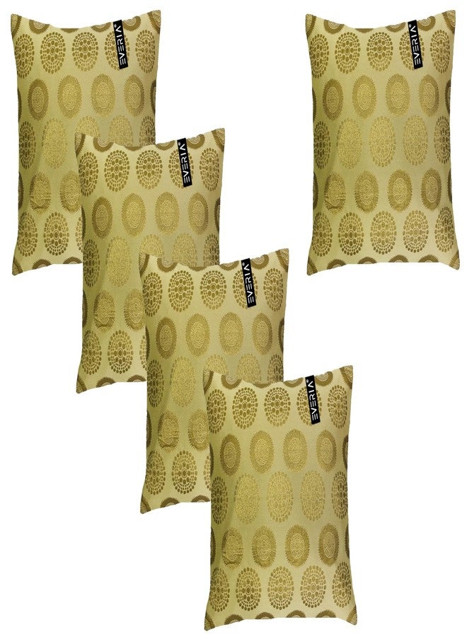 EVERIA® Broacade Duion Silk Designer Cushion Cover ||20x20 inches (50x50 cms)||5 pc Set|| (Wood) - Image 1