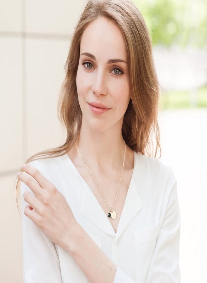 Hidepoo قلادة حجر الميلاد الأولى من هيديبو - هدية شخصية لعيد الأم أو عيد ميلادها أو عيد ميلاد الزوجة أو الأخت أو الجدة أو الأم، مجوهرات حجر الزبرجد لشهر مارس للنساء، قلادات على شكل حرف E - Image 4