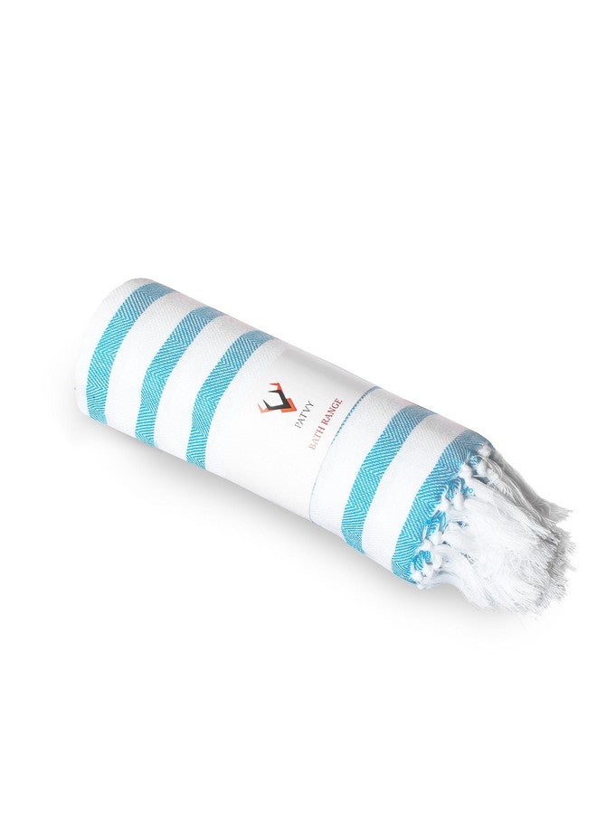 PATVY Bath Towels| Light Weight Turkish Style Stripe Bath Towels for Men Large Size Cotton|70 x 150cm Quick Absorption &Faster Drying Bath Towel for Women| 100% Cotton (Pack of 1, Teal Blue),140 tc - Image 1