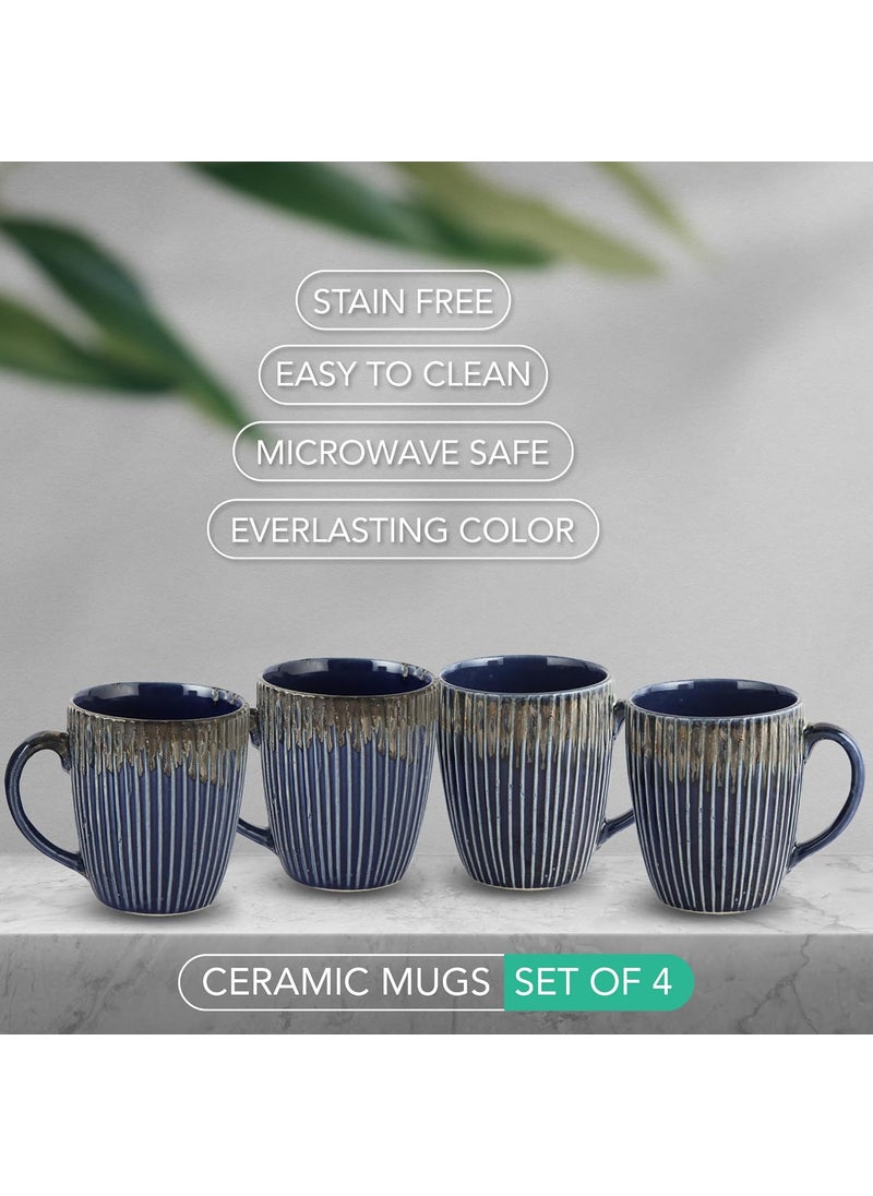 Azure AZURE Bhumija Earth Collection Ceramic Mugs to Gift to Best Friend Tea Coffee Milk Mugs Microwave Safe, Tea Cups, Set of 4, 300 ml Capacity, Light Blue Colour  - Image 5