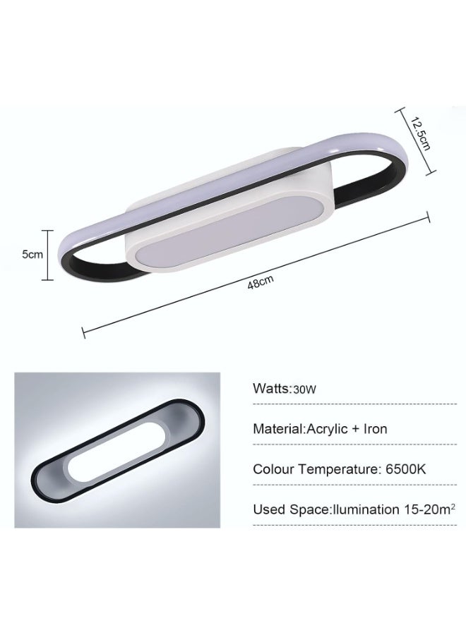 كوملي مصباح السقف الحديث LED ضوء السقف الأكريليك، تصميم الشريط الأسود لغرفة المعيشة، غرف النوم، غرفة الطعام، مطبخ، الممر، أبيض بارد 6500K - Image 5