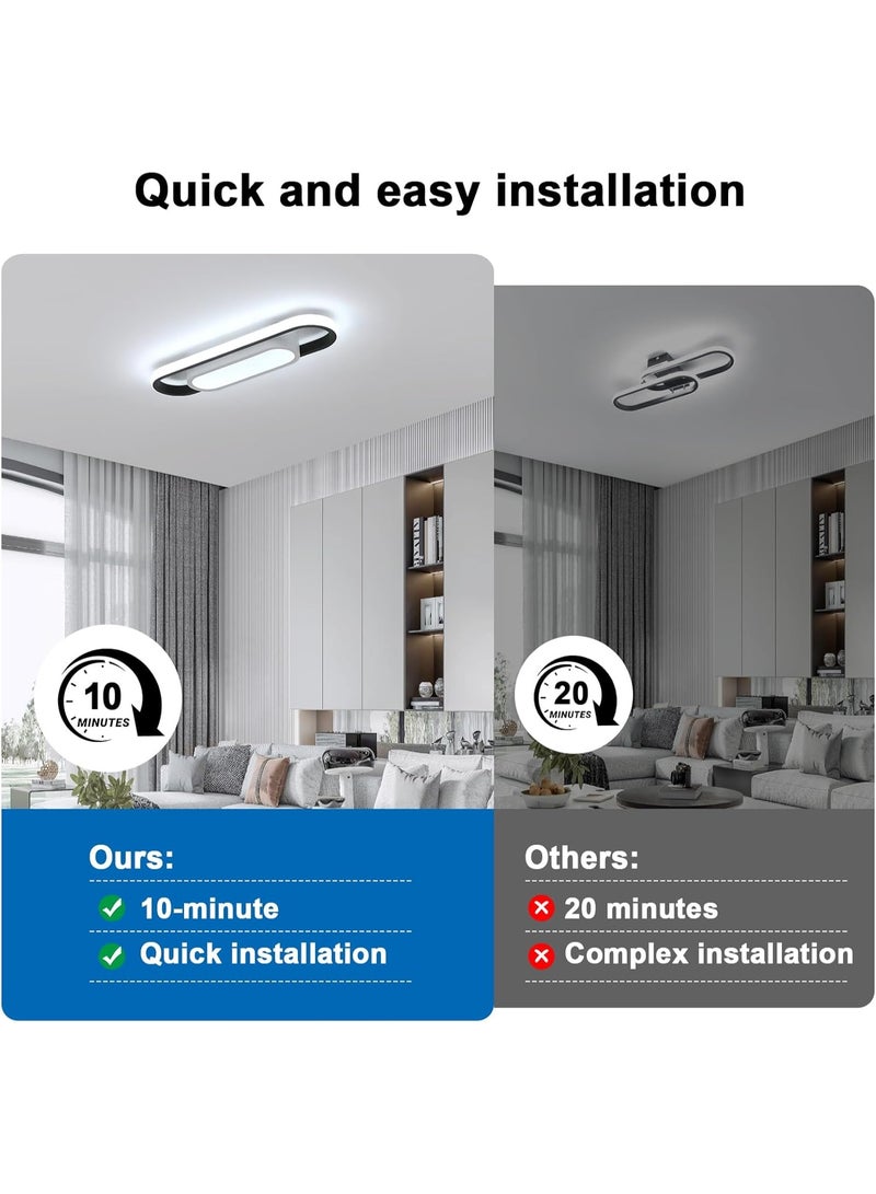 كوملي مصباح السقف الحديث LED ضوء السقف الأكريليك، تصميم الشريط الأسود لغرفة المعيشة، غرف النوم، غرفة الطعام، مطبخ، الممر، أبيض بارد 6500K - Image 4