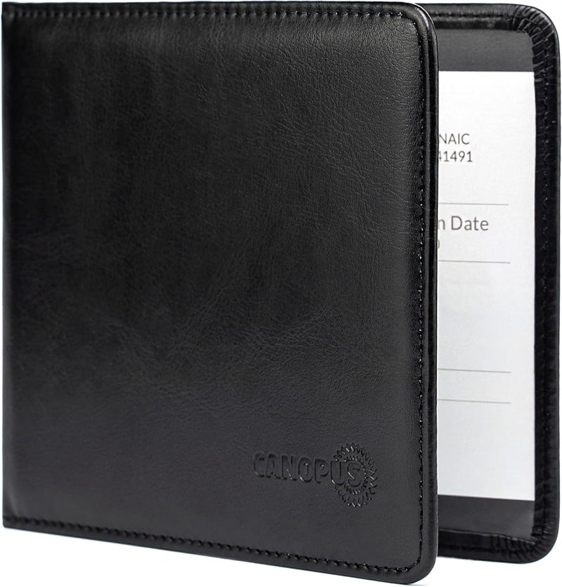 CANOPUS Car Registration and Insurance Holder - PU Leather Card Holder for Auto, SUV, Truck, and Motorcycle - Black - Image 1