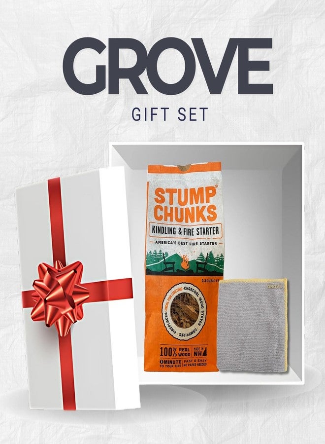 GROVE مشعلات نار للتخييم - ألياف خشبية، 10 دقائق، 0.3 قدم مكعب، حزمة من قطع جذوع الأشجار مع قطعة قماش من الألياف الدقيقة - حطب طبيعي للشوايات والمواقد وأجهزة التدخين والمواقد، بدون إضافات - طقم هدايا (قطعتان) - Image 5