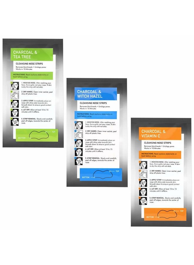 Global Beauty Care Premium 18 Nose Cleansing Strips VARIETY PACK Charcoal with Tea Tree, Witch Hazel, & Vitamin C For Blackheads Removal Strips - 18 Ct - Image 5