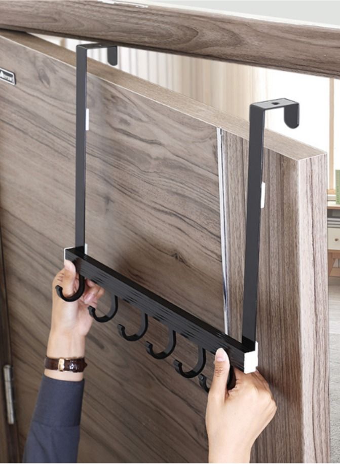 6 Hooks Over-the-Door Metal Clip Door Hanger Clothes Coat Hanger Bags Towel Hanging Rack Door Back Storage Holder for Caps Hats  - Image 2