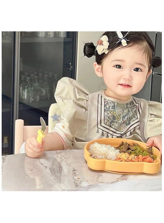 إي سي في في مريلة رضاعة للأطفال الرضع مقاومة للماء والفوضى بتصميم أجنحة لطيفة مع حامل للطعام، لون بيج - Image 4