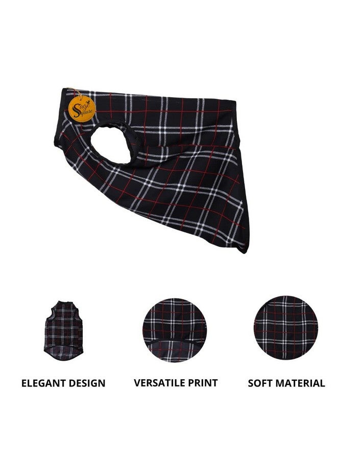 Sage Square Crazy Printed Dog T-Shirt, Trending Dog T-Shirt, Ultra Soft & Light Weight, Comfortable & Breathable Dog Apparel, Trendy Outfit (Xsmall - 12 Inch) (Black Check Print) - Image 2