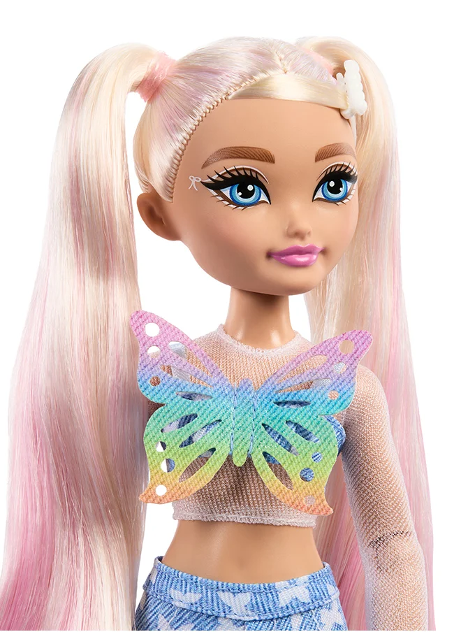 باربي Dream Besties Doll and Accessories, Barbie “Malibu” Posable Roller Skating Fashion Doll with Blonde Hair, 9 Makeup Themed Pieces