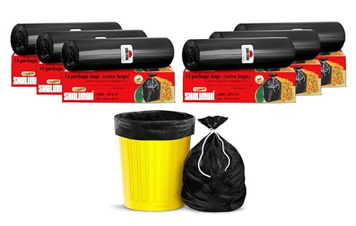 Shalimar Premium OXO Biodegradable Garbage Bag with Tie, 90 Bags, 76x94 cm, Black, Heavy Duty Leak Proof Lavender Scented Trash Bags for Home and Office Use - Image 1