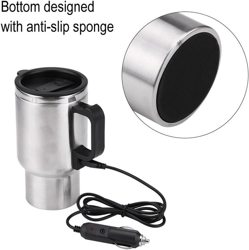 Ejoyous Electric Car Kettle, 16 Oz Stainless Steel Heated Travel Mug Water Boiler Portable in-car Heating Cup Coffee Tea Warmer Cup Thermoses Powered by 12V Cigarette Lighter Plug, 450ML - Image 5