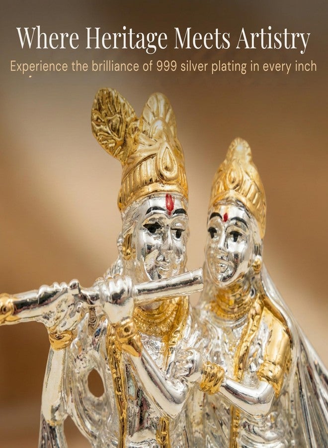 Dev Aastha Premium Silver-Plated Radha Krishna Idol Statue for Janmashtami | Home Décor | Pooja Room | Decorative Showpiece | Car Dashboard | Festive Gifting | 3.7 inch - Image 5