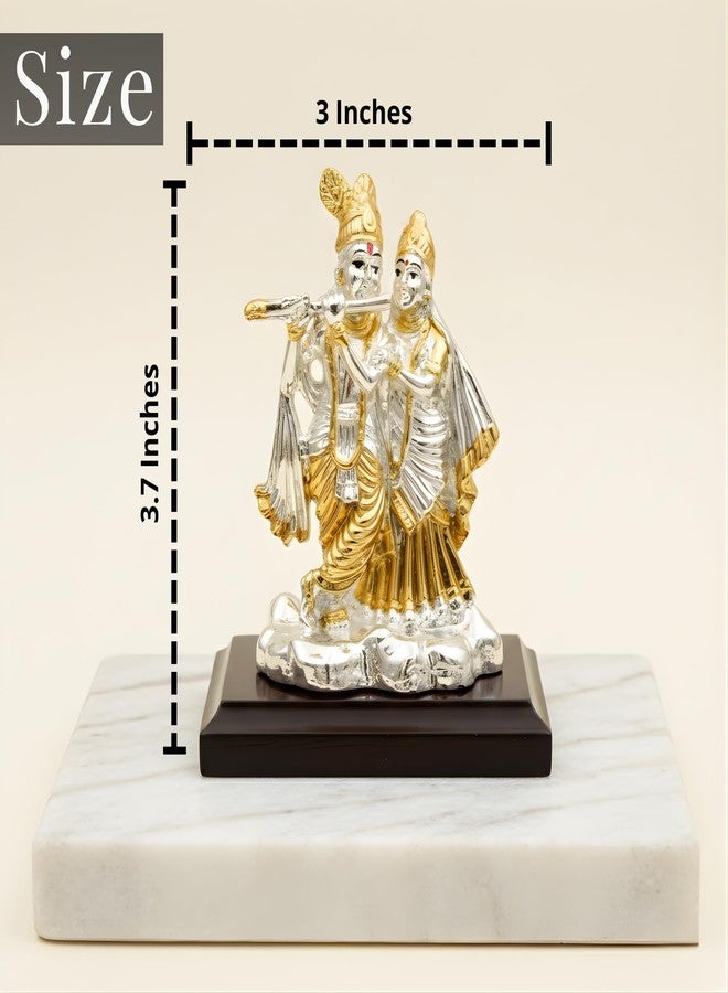 Dev Aastha Premium Silver-Plated Radha Krishna Idol Statue for Janmashtami | Home Décor | Pooja Room | Decorative Showpiece | Car Dashboard | Festive Gifting | 3.7 inch - Image 2