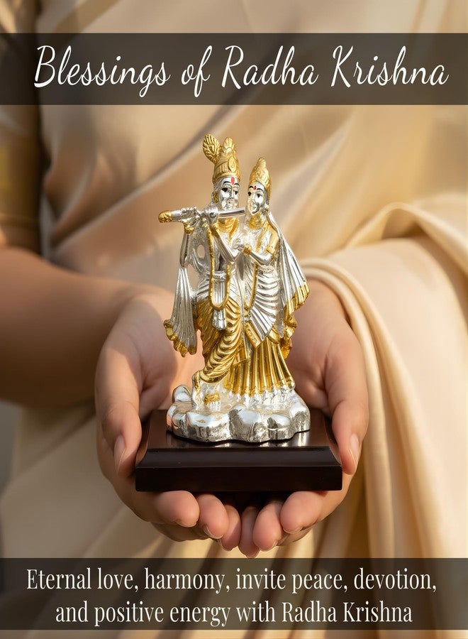 Dev Aastha Premium Silver-Plated Radha Krishna Idol Statue for Janmashtami | Home Décor | Pooja Room | Decorative Showpiece | Car Dashboard | Festive Gifting | 3.7 inch - Image 3