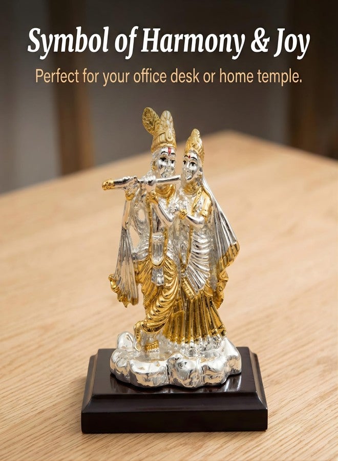Dev Aastha Premium Silver-Plated Radha Krishna Idol Statue for Janmashtami | Home Décor | Pooja Room | Decorative Showpiece | Car Dashboard | Festive Gifting | 3.7 inch - Image 4