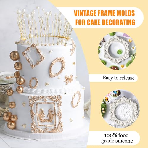 SK 1Pcs Mini Frame Silicone Mold Sugarcraft Cake Decorating Tools Fondant Gompaste Molds 3.1x2.9" (Large) - Image 4