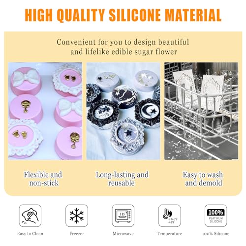 SK 1Pcs Mini Frame Silicone Mold Sugarcraft Cake Decorating Tools Fondant Gompaste Molds 3.1x2.9" (Large) - Image 3