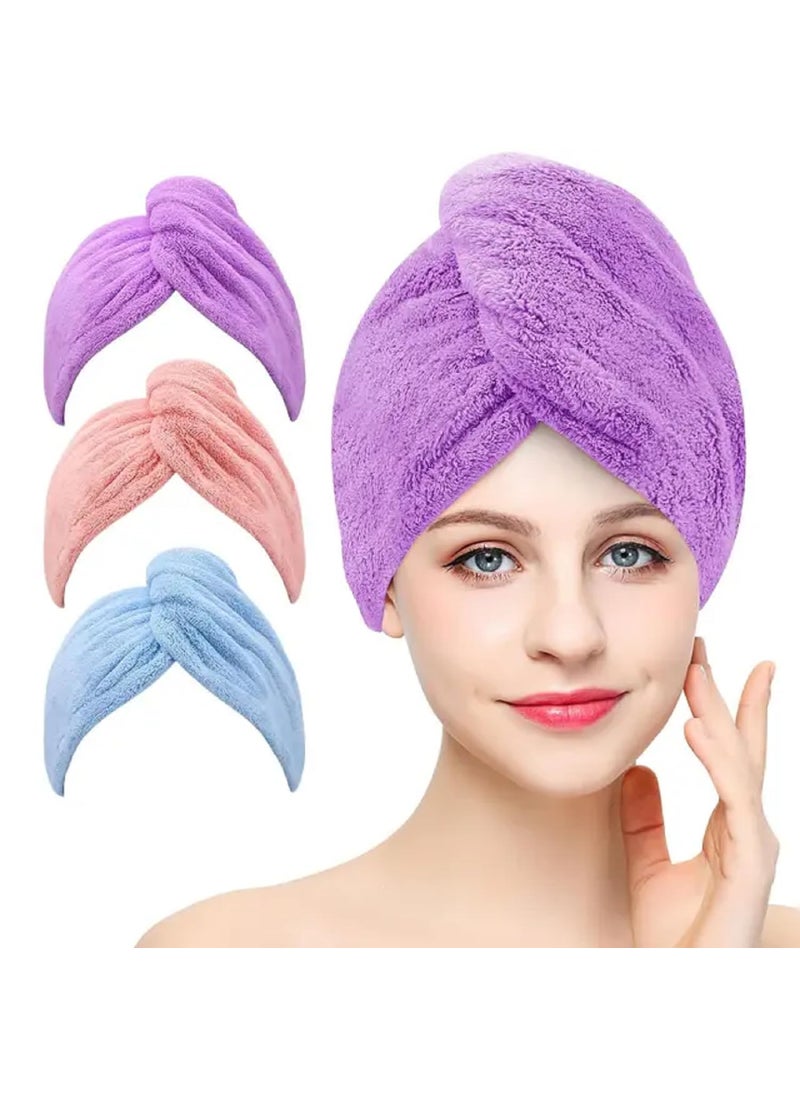 Khillayox Khillayox Microfiber Womens Multi Pattern Hair Towel Wrap 400 GSM Absorbent Towel HairDrying Bathrobe Magic Hair Warp Towel Super Quick Hair Drying Cap TowelSolidSet of2 