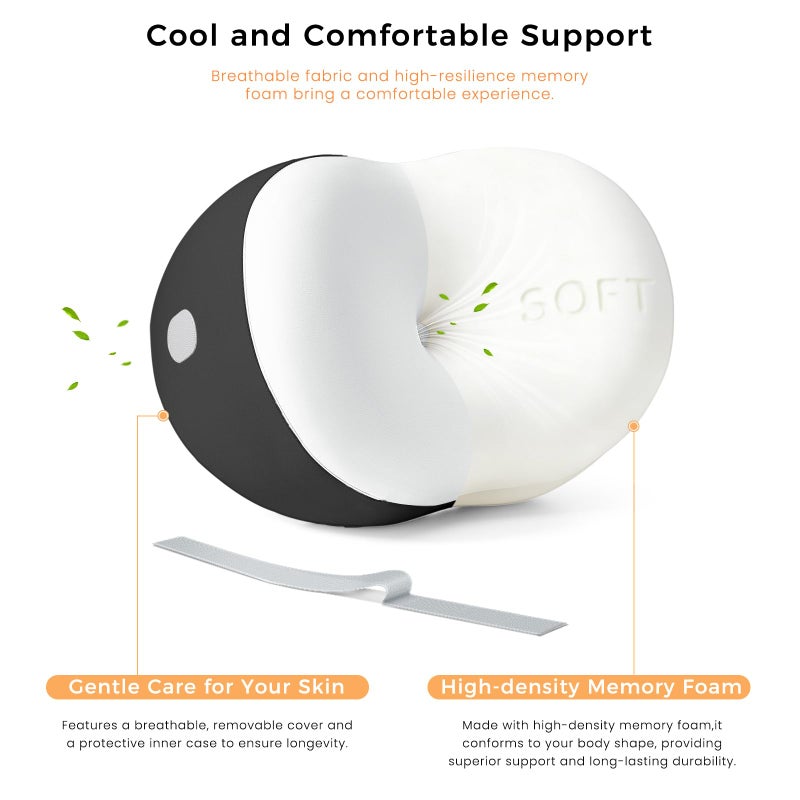 Owlprince Knee Pillow for Side Sleepers, Memory Foam Leg Pillow for Spine Alignment, Sciatica, Hip & Joint Pain Relief, Breathable Cover & Adjustable Strap for Side/Back Sleepers - Image 3