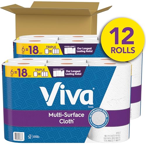 Viva مناديل ورقية متعددة الأسطح من فيفا 12 لفة ثلاثية 165 ورقة لكل لفة 2 عبوة من 6 - Image 5