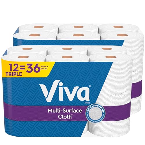 Viva مناديل ورقية متعددة الأسطح من فيفا 12 لفة ثلاثية 165 ورقة لكل لفة 2 عبوة من 6 - Image 2
