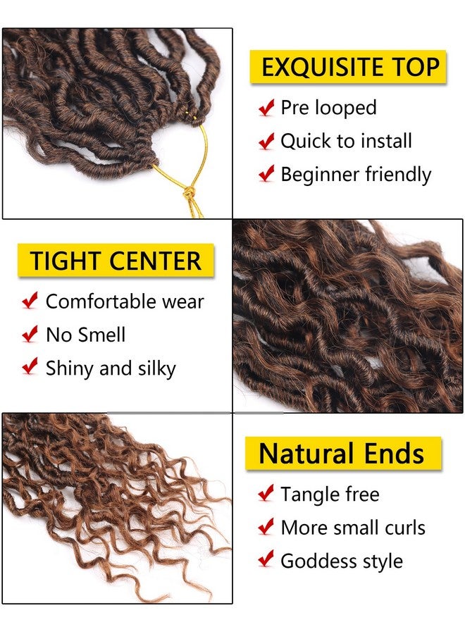 ايجو خصلات شعر كروشيه Goddess Locs بطول 14 بوصة، 7 حزم، شعر كروشيه مجعد صناعي بأطراف مجعدة، شعر كروشيه River Locs للنساء ذوات البشرة السمراء، ضفائر كروشيه بأطراف مجعدة (14 بوصة، 7 حزم، T1B30) - Image 3