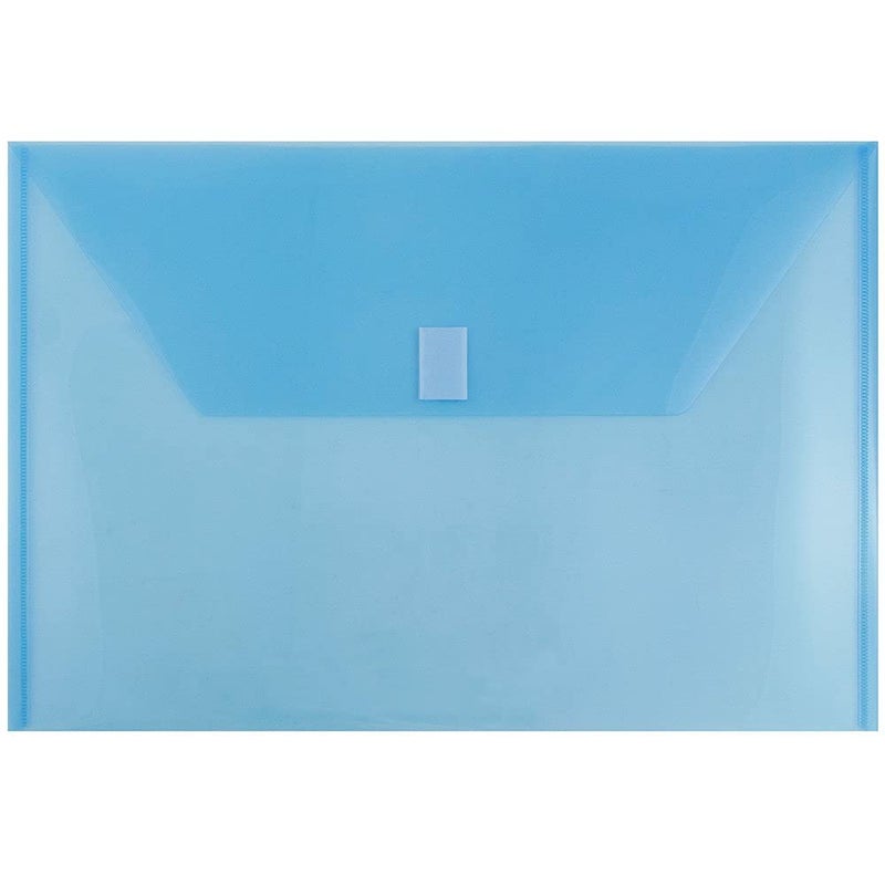JAM PAPER Plastic Envelopes with Hook Loop Closure Legal Booklet 9 34 x 14 12 Blue 12Pack