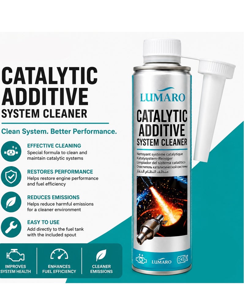 Catalytic Converter Cleaner Fuel System Additive 450ML 3PCS, Catalytic System Cleaner for Petrol & Diesel Engines, Carbon Deposit Remover, Fuel Tank Treatment, Engine Performance Restorer, Fuel Efficiency Booster with Pouring Spout ERPC-L-4006 - Image 3