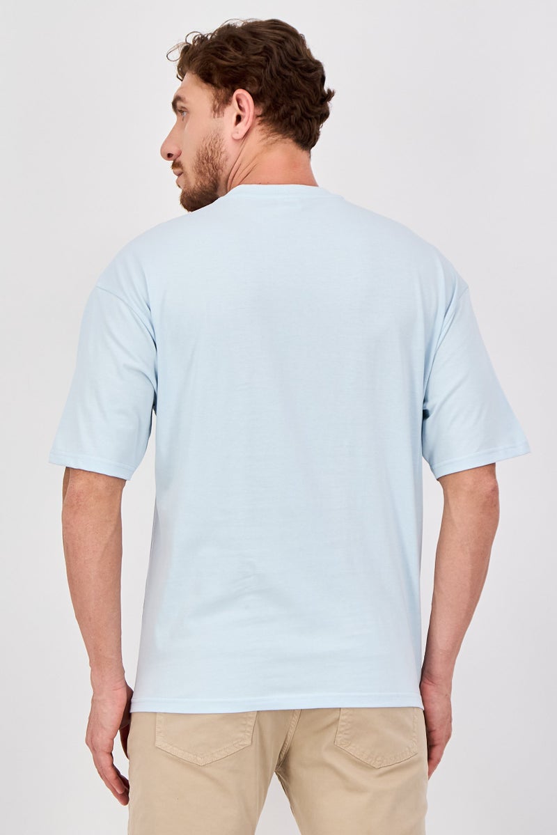 Peanuts Men Crew Neck Short Sleeve Graphic Print T-Shirt, Sky Blue - Image 3