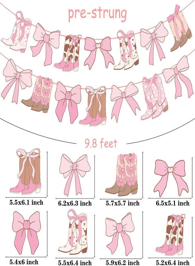 اوموني لافتة أحذية راعية البقر من كوكيت، قطعتان، لافتة فيونكة راعية البقر الغربية، زينة حفلات أحذية وفيونكات، لافتات وردية مقصوصة، ديكور لحفلات أعياد ميلاد الفتيات من كوكيت - Image 4