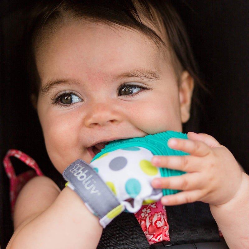 BblÃ¼v - GlÃ¼v - Original Silicone Baby Teething Mitten with Opposable Thumb, Self Soothing Teether Toy, Includes a Storage Bag (Aqua) - Image 5