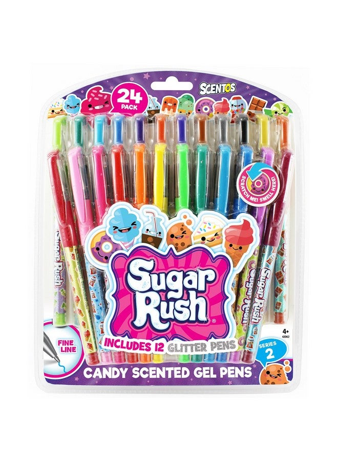 شوجر راش أقلام جل من Ented - 24 قلمًا - أقلام بألوان متنوعة للأطفال أو البالغين برائحة حلوى Sugar Rush - فكرة هدية رائعة للكتابة والتدوين - Image 1