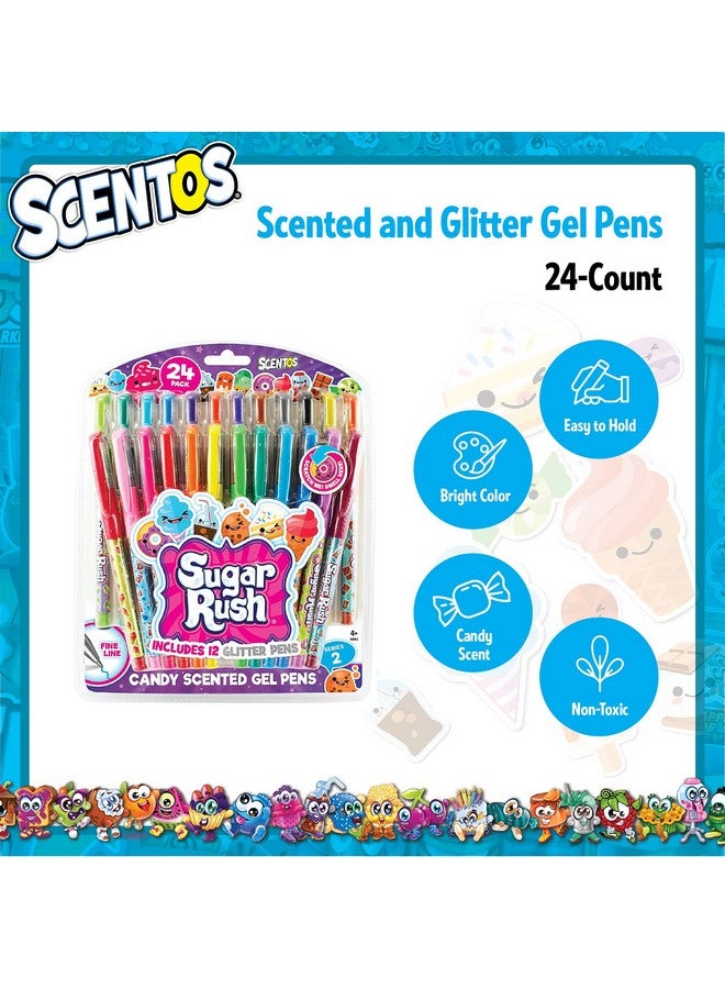 شوجر راش أقلام جل من Ented - 24 قلمًا - أقلام بألوان متنوعة للأطفال أو البالغين برائحة حلوى Sugar Rush - فكرة هدية رائعة للكتابة والتدوين - Image 4