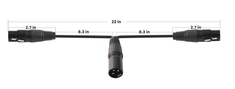 Devinal XLR Splitter Cable - Male to 2 Female, Dual Balanced Patch Y Cable, 3 PIN Plug to 2 Jacks Microphone Adaptor Cord - 1 Feet 2 Pack - Image 3