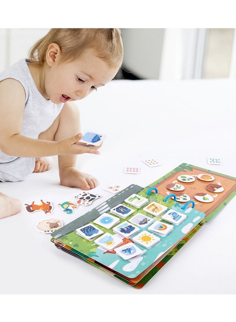 NIBEMINENT Quiet Book for Young Children, 2 Pieces of Baby Early Education Scene Layout Sticker Puzzle Toy Dinosaur Animal Interactive Cognitive Suitable Children to Develop Learning Skills - Image 3