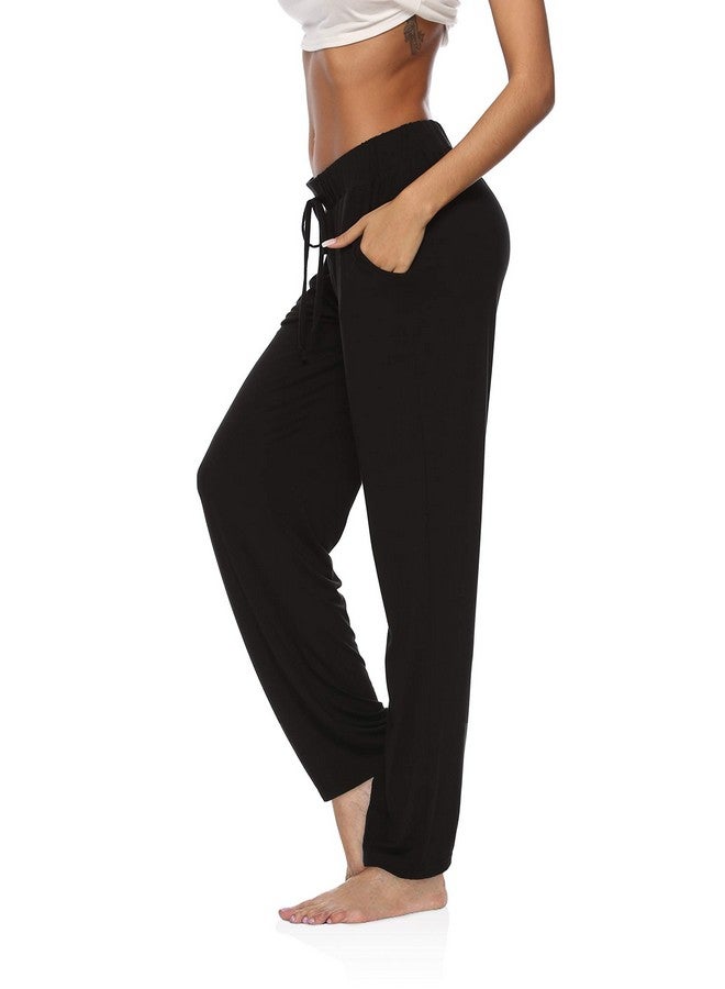 DIBAOLONG Womens Yoga Pants Wide Leg Comfy Drawstring Loose Straight Lounge Running Workout Legging A1-Black L  - Image 1