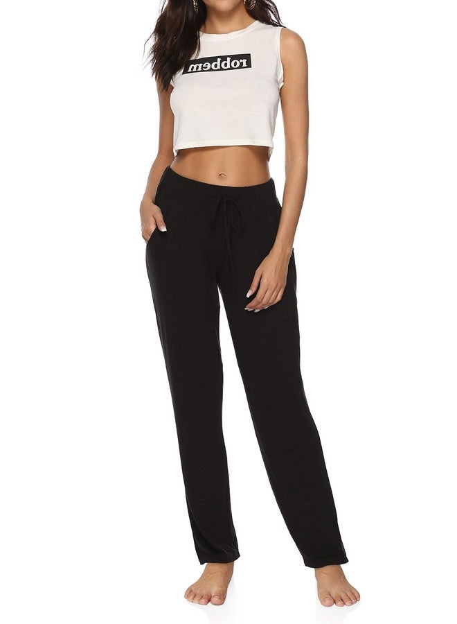 DIBAOLONG Womens Yoga Pants Wide Leg Comfy Drawstring Loose Straight Lounge Running Workout Legging A1-Black L  - Image 5